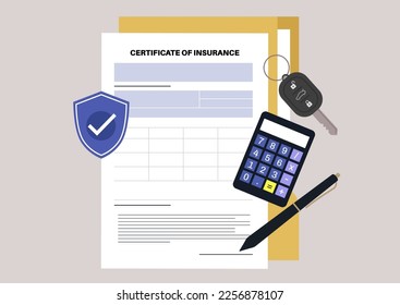 Certificate of insurance blank signed and secured, A legal document template