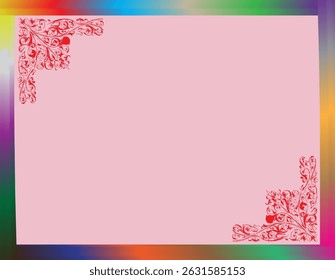 Certificate or invitation template with elegant floral motif with pink accents