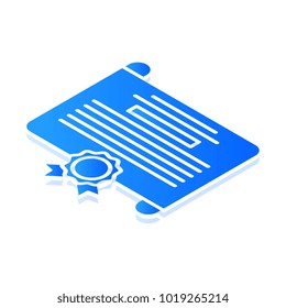 certificate isometric icon