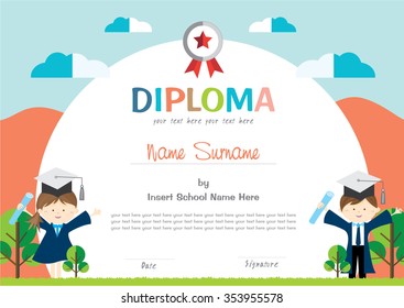 Certificate Kids Diploma Stock Vector (Royalty Free) 353955578 ...