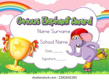 Certificate for kids template with customizable design with playful fonts illustration