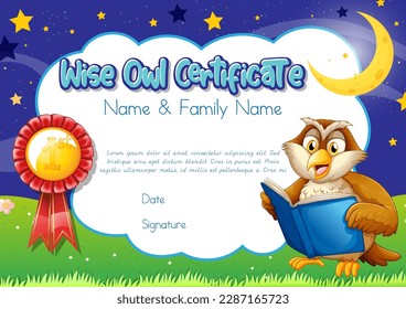 Certificate for kids template with customizable design with playful fonts illustration