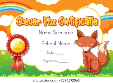 Certificate for kids template with customizable design with playful fonts illustration