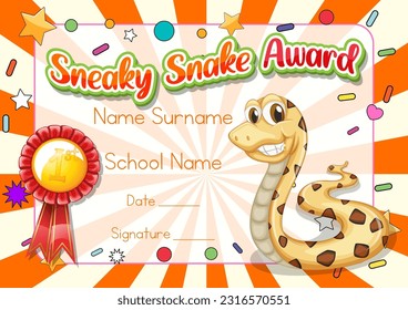 Certificate for kids template with customizable design with playful fonts illustration