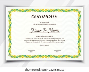 Certificate Landscape. Template diploma border.
Award background Gift voucher.