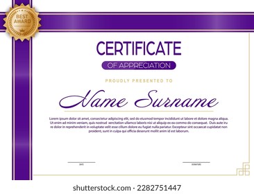 Certificado. El diseño del certificado de reconocimiento de educación, capacitación, logros. Cuatro diseños de colores
