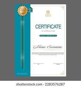 Certificate. The layout of the certificate of recognition of education, training, achievements. Four color designs
