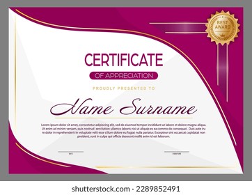 Certificate. The layout of the certificate of recognition of education, training, achievements. Four color designs
