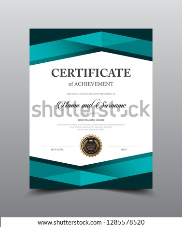 Certificate layout template design. Luxury and Modern style, vector illustration artwork.
