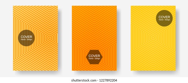 Certificate layouts vector graphic design set. Corporate catalogs. Halftone lines annual report templates. Balanced posh mockups. Flat lines shapes backgrounds for certificate layout.
