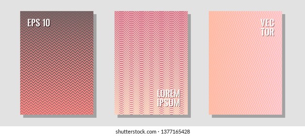 Certificate layouts vector graphic design set. Technological formers. Zigzag halftone lines wave stripes backdrops. Trendy magazines. Flat lines shapes backgrounds for certificate layout.