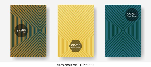 Certificate layouts vector graphic design set. Presentation backdrops. Halftone lines annual report templates. Hipster placards. Flat lines shapes backgrounds for certificate layout.