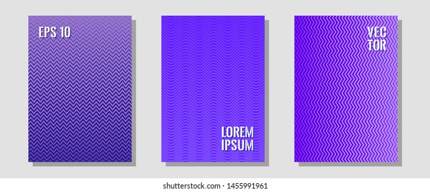 Certificate layouts vector graphic design set. Technicolor composition. Zigzag halftone lines wave stripes backdrops. Digital collection. Flat lines shapes backgrounds for certificate layout.