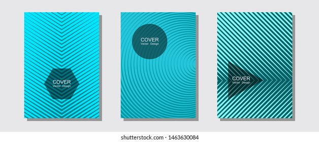 Certificate layouts vector graphic design set. Contemporary collection. Halftone lines music poster background. Digital collection. Flat lines shapes backgrounds for certificate layout.