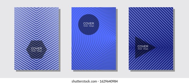 Certificate layouts vector graphic design set. Digital collection. Halftone lines music poster background. Vibrant tech mockups. Flat lines shapes backgrounds for certificate layout.