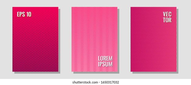 Certificate layouts vector graphic design set. Corporate catalogs. Zigzag halftone lines wave stripes backdrops. Vibrant tech mockups. Flat lines shapes backgrounds for certificate layout.