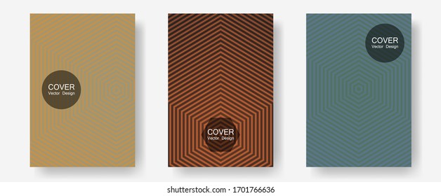 Certificate layouts vector graphic design set. Simple book covers. Halftone lines annual report templates. Divergent maquettes. Flat lines shapes backgrounds for certificate layout.