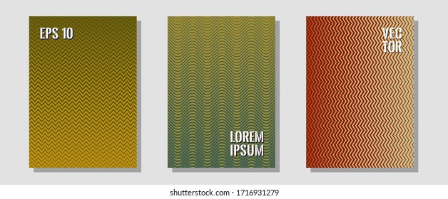Conjunto de diseño gráfico vectorial de diseños de certificados. Anuncios musicales del álbum. Líneas de medio tono zigzag ondulan rayas de fondo. Libros mínimos. Líneas planas fondos de formas para el diseño de certificados.