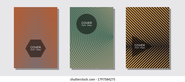 Certificate layouts vector graphic design set. Neoteric composition. Halftone lines music poster background. Modern branding. Flat lines shapes backgrounds for certificate layout.