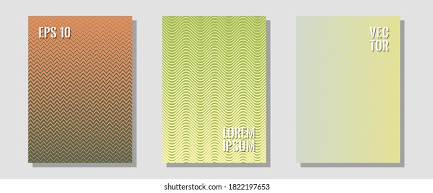 Certificate layouts vector graphic design set. Business folders branding. Zigzag halftone lines wave stripes backdrops. Minimal booklets. Flat lines shapes backgrounds for certificate layout.