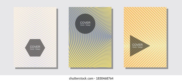 Certificate layouts vector graphic design set. Presentation backdrops. Halftone lines music poster background. Modern branding. Flat lines shapes backgrounds for certificate layout.