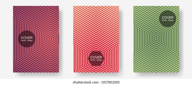 Certificate layouts vector graphic design set. Musical album adverts. Halftone lines annual report templates. Modern branding. Flat lines shapes backgrounds for certificate layout.