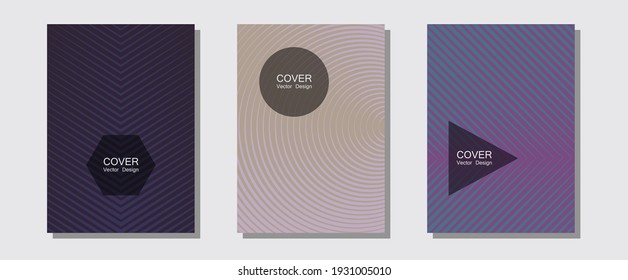 Certificate layouts vector graphic design set. Hipster placards. Halftone lines music poster background. Stylish print pages. Flat lines shapes backgrounds for certificate layout.
