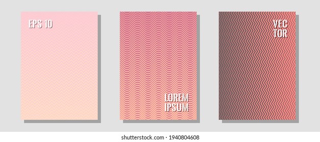 Certificate layouts vector graphic design set. 2d grid composition. Zigzag halftone lines wave stripes backdrops. Digital collection. Flat lines shapes backgrounds for certificate layout.