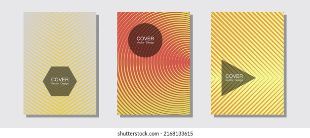 Certificate layouts vector graphic design set. Simple book covers. Halftone lines music poster background. Musical album adverts. Flat lines shapes backgrounds for certificate layout.