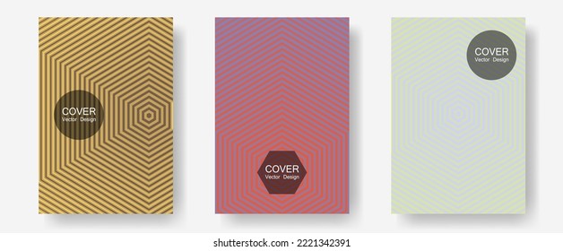 Conjunto de diseño gráfico vectorial de diseños de certificados. Revistas de moda. Plantillas de informes anuales de líneas de semitono. Modelaciones equilibradas. Las líneas planas dan forma a fondos para el diseño de certificados.