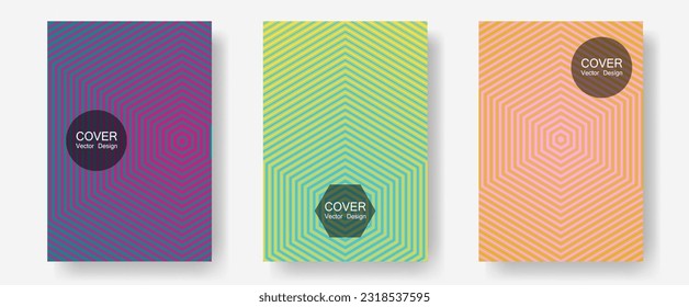 Conjunto de diseño gráfico vectorial de diseños de certificados. Catálogos corporativos. Plantillas de informes anuales de líneas de semitono. Moda retro dinámica. Las líneas planas dan forma a fondos para el diseño de certificados.