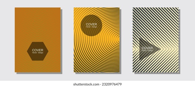 Certificate layouts vector graphic design set. Laconic nifty mockups. Halftone lines music poster background. Trendy magazines. Flat lines shapes backgrounds for certificate layout.