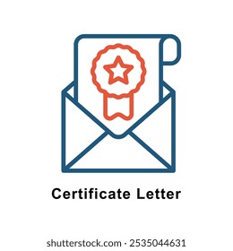 Certificate Letter vector Outline Two Color Design icon. Awards Symbol on White background EPS 10 File