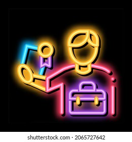 certificate license for work neon light sign vector. Glowing bright icon certificate license for work sign. transparent symbol illustration