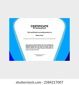 certificate with light blue color combination