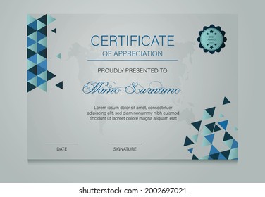 Certificate light and blue colors