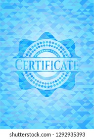 Certificate light blue mosaic emblem