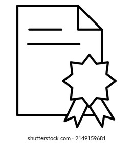 Certificate Line Art Icon On The  White Background