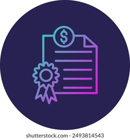 Certificate Line Gradient Icon Design