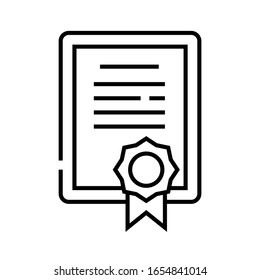 Certificate line icon, concept sign, outline vector illustration, linear symbol.