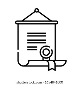 Certificate line icon, concept sign, outline vector illustration, linear symbol.