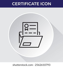 certificate Line icon. Editable stroke. Vector illustration.