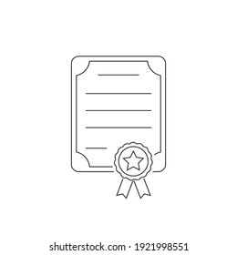 Certificate line icon in flat style. Vector