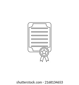 Certificate line icon in flat style. Vector sign