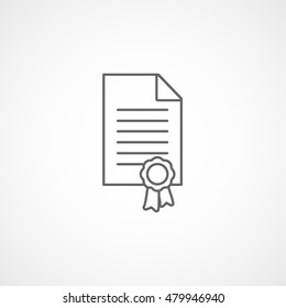 Certificate Line Icon On White Background