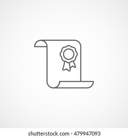 Certificate Line Icon On White Background