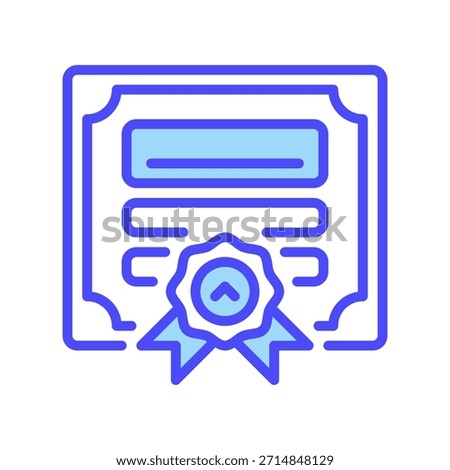 Certificate Line Icon, Outline Symbol for Diploma Degree, Course Completion, Legal Document, Award Paper, and Skill Verification. Vector Sign Icon.
