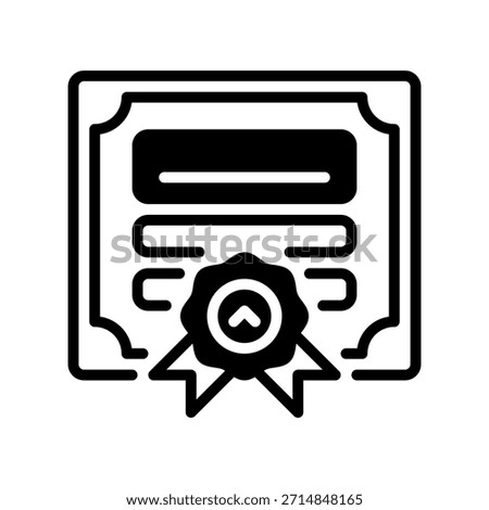 Certificate Line Icon, Outline Symbol for Diploma Degree, Course Completion, Legal Document, Award Paper, and Skill Verification. Vector Sign Icon.