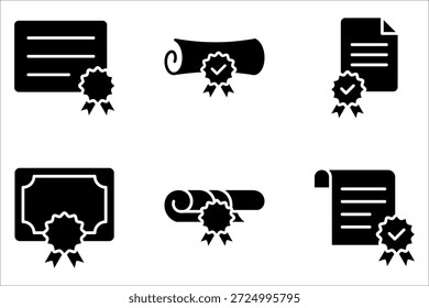 Certificate line icon set. Editable stroke on white background