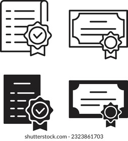 Certificate line icon set of vector